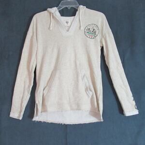 Billabong Hoodie Womens Medium Beige Woven Boho Beach Grunge Surfer Bear Logo